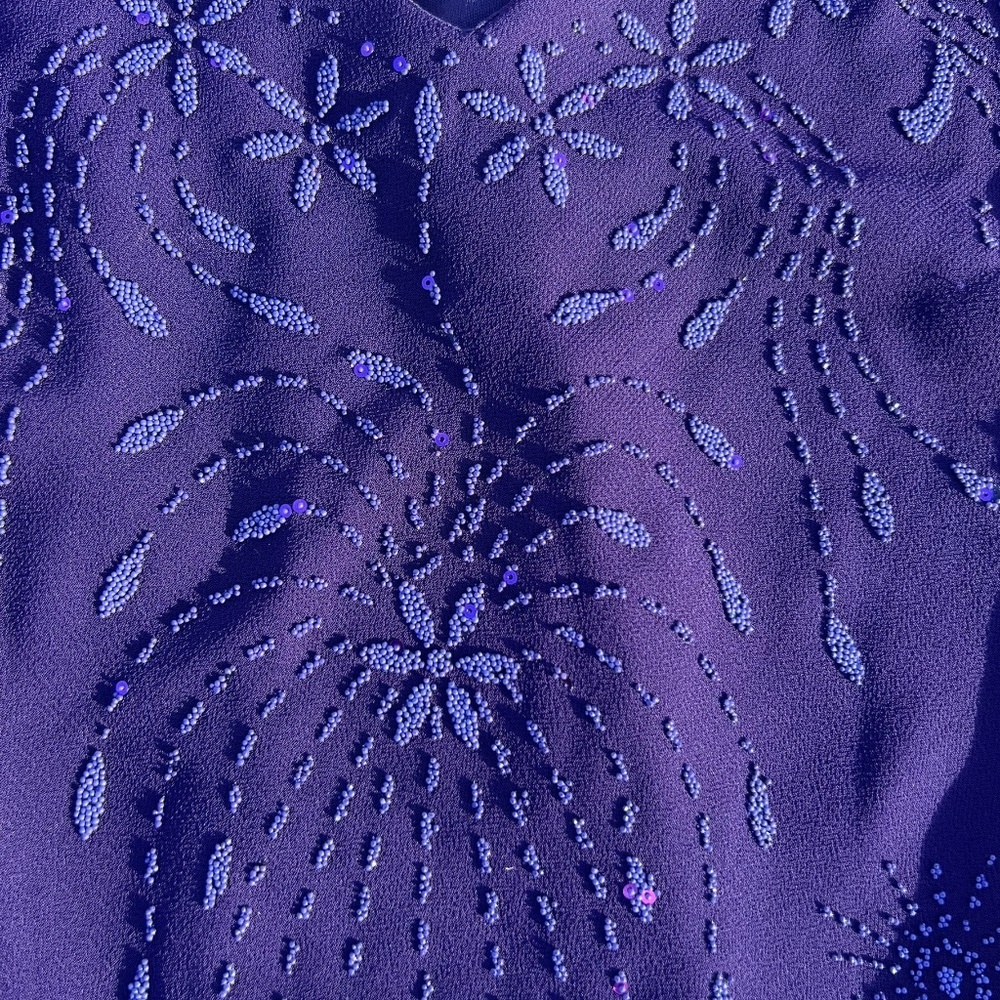 Vintage Purple Beaded NinaLee Cocktail Party Dress Medium - Picture 6 of 6